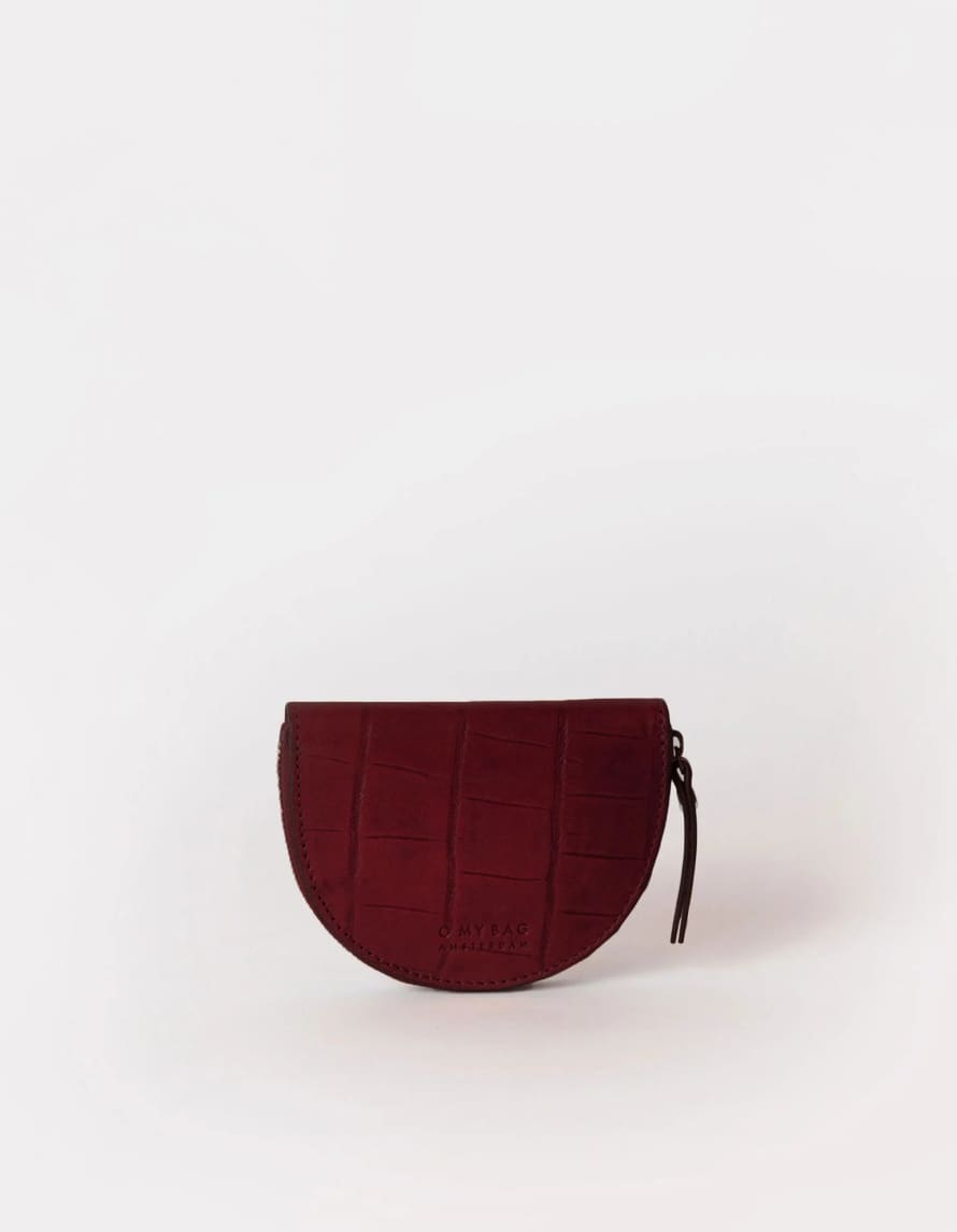 The FAIR Shop O My Bag - Laura Coin Purse In Dark Ruby Croco Sustainable Leather