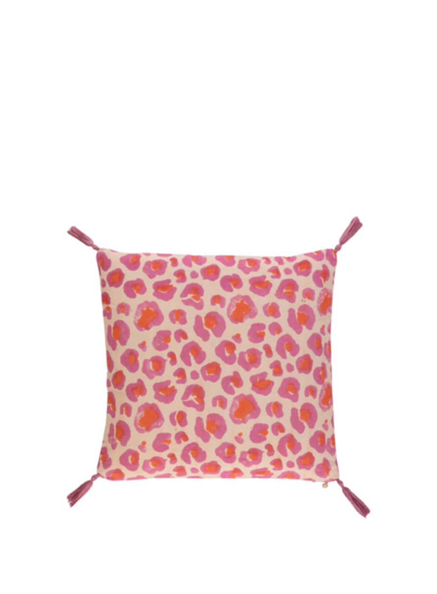 Doing Goods Small Pink Leopard Pillow From