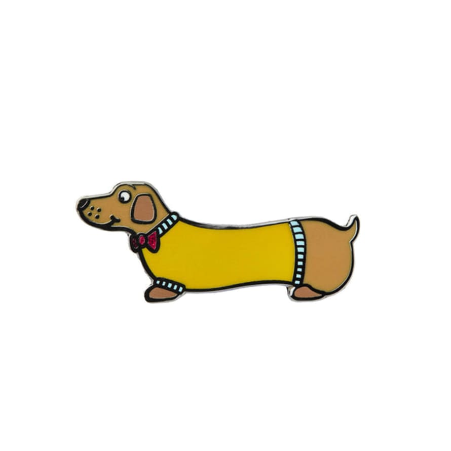 Julia Davey Sausage Dog Enamel Badge The Pop Out Card Co