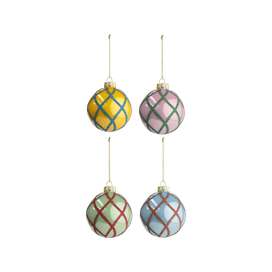 &klevering Set of 4 Hanging Christmas Criss Cross Ornaments
