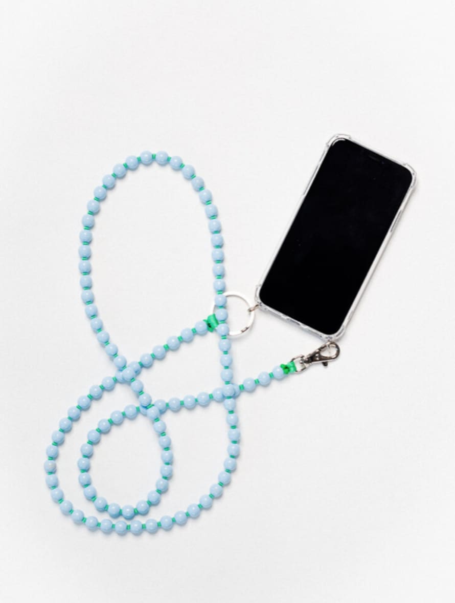 inaseifart collana per cellulare Phone necklace azzurra con filo verde 