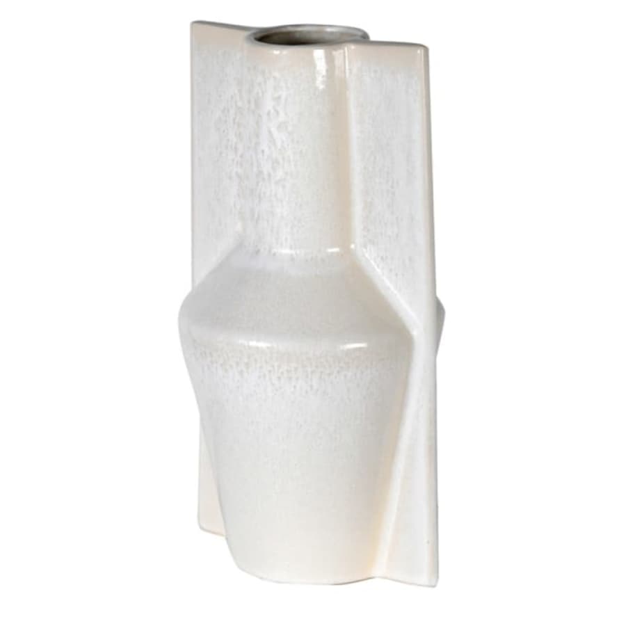 Persora Contemporary Ceramic Vase In Mottled White Finish