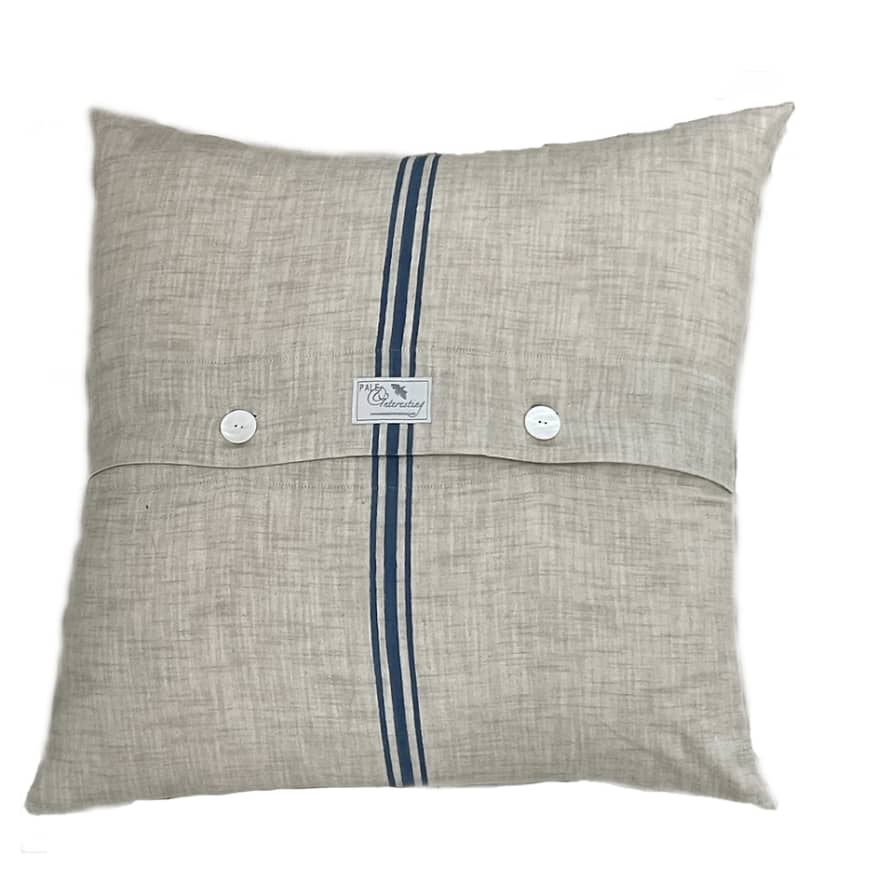 Pale & Interesting Grain Sack Stripe Cushion Cover in Antique blue 60x 60 cm