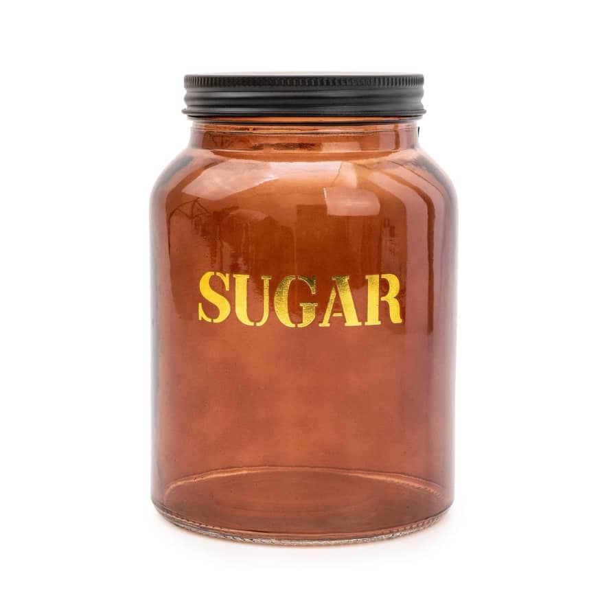 Candlelight Vintage Amber Gold Sugar Glass Storage Jar