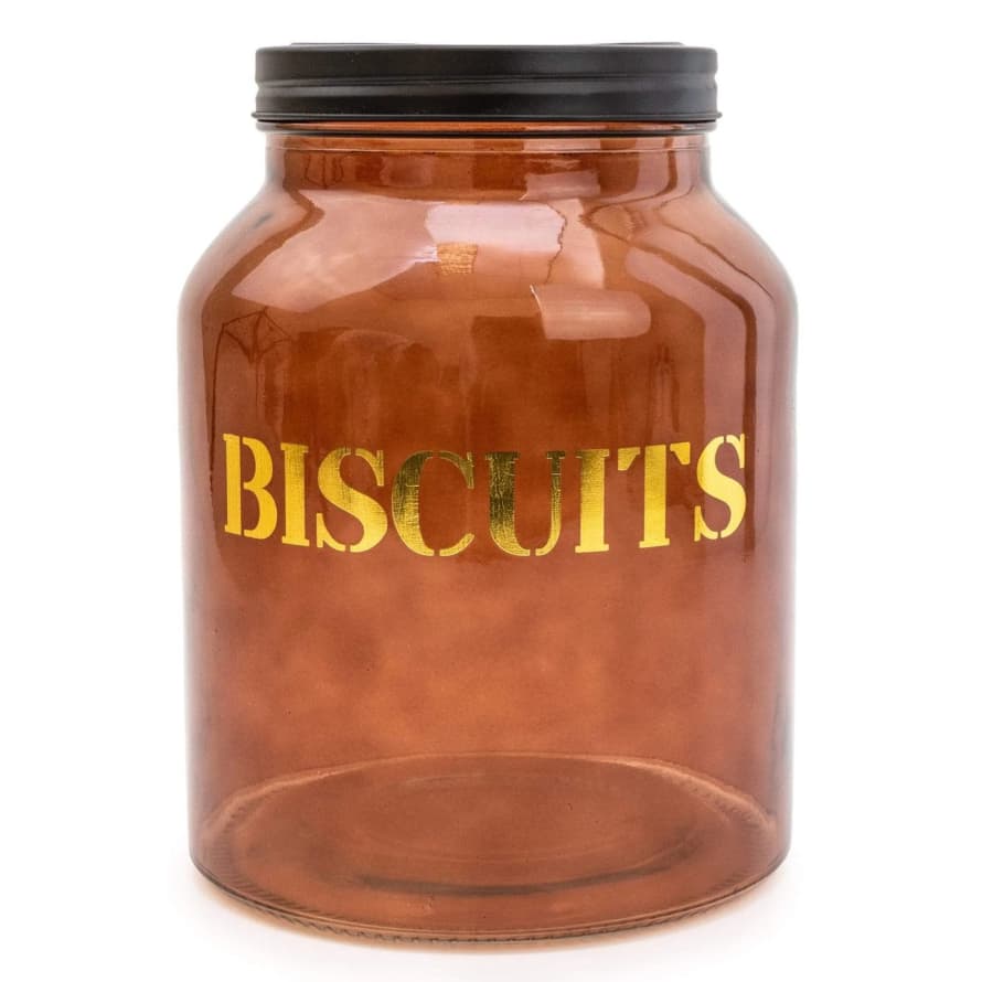 Candlelight Vintage Amber Gold Biscuits Glass Storage Jar