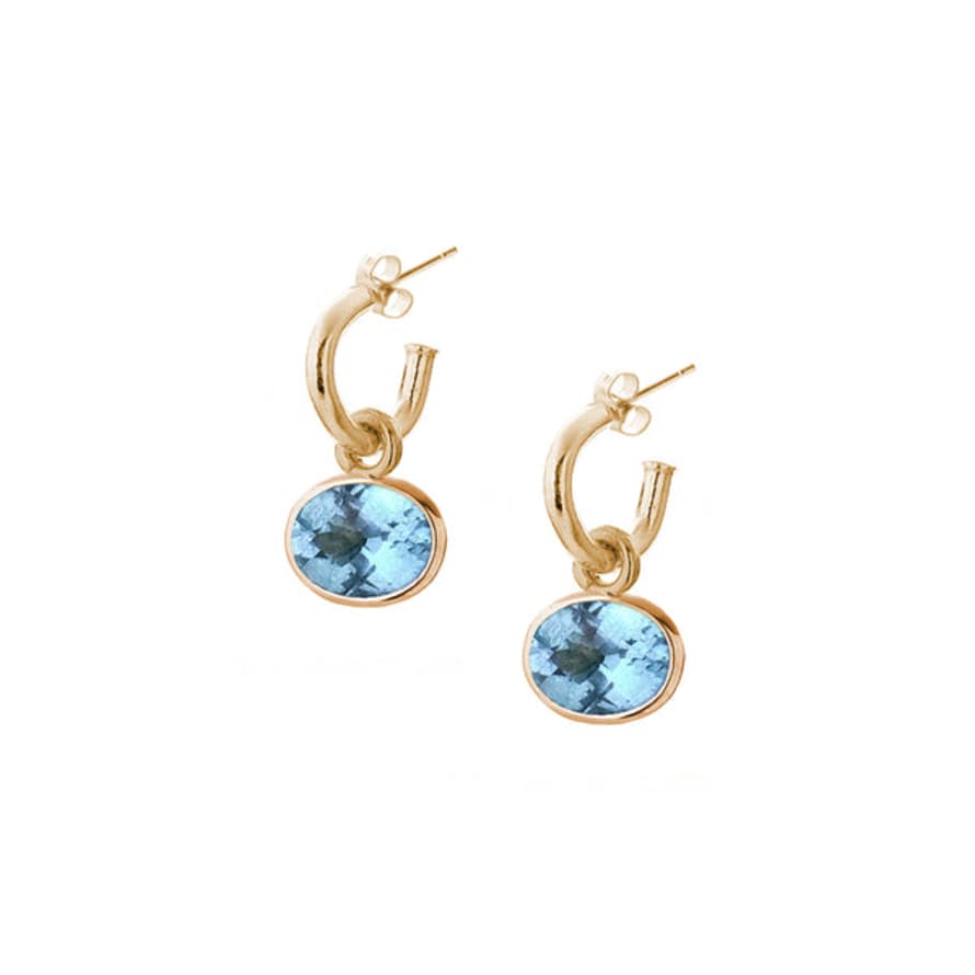 Renné Jewellery 9 Carat Gold Mini Hoops And Blue Topaz Sweeties