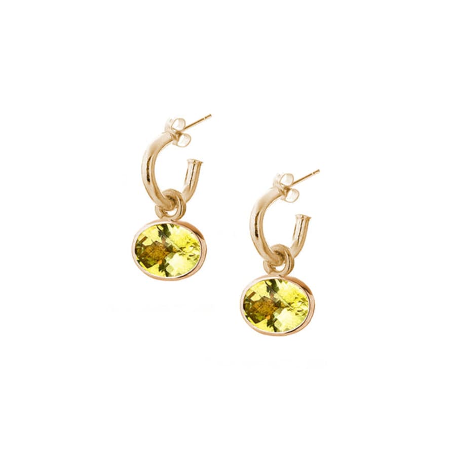 Renné Jewellery 9 Carat Gold Mini Hoops And Lemon Quartz Sweeties