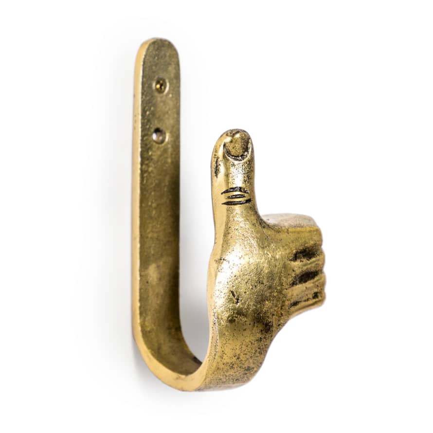 &Quirky Antique Gold Thumbs Up Coat Hook