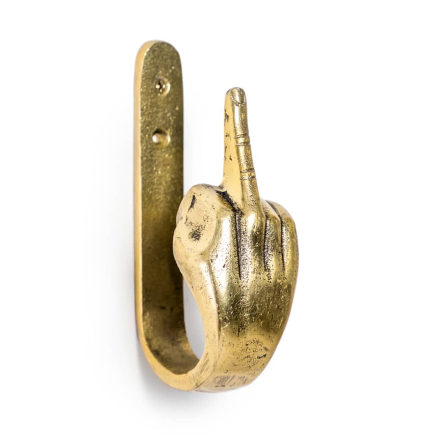 &Quirky Antique Gold Middle Finger Coat Hook