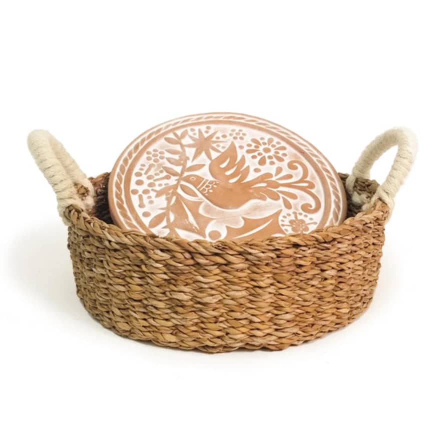 KORISSA - Handmade Bread Warmer & Wicker Round Basket Bird