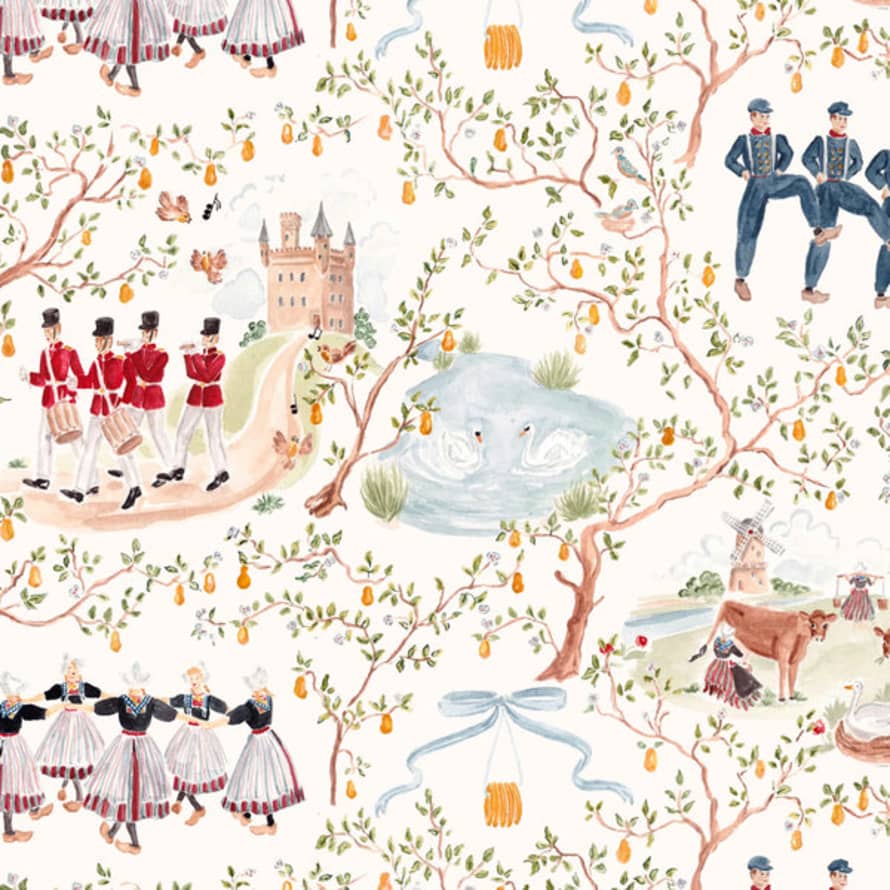 The Illustrated Life Christmas Toile Wrapping Paper Sheets
