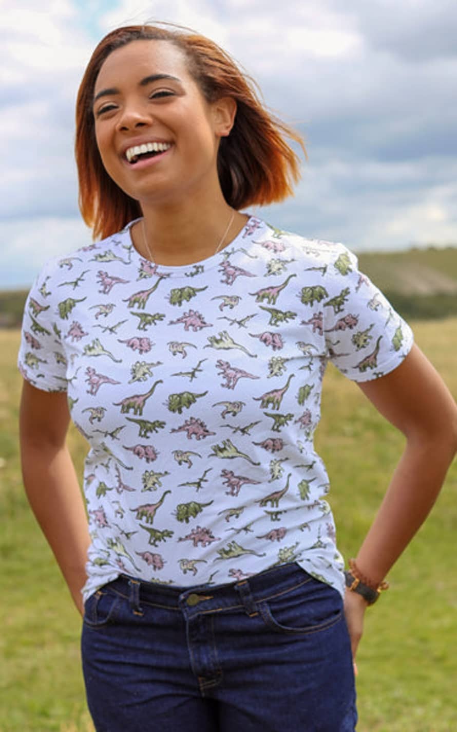 Run and Fly Unisex T-shirt Dinosaurs On White
