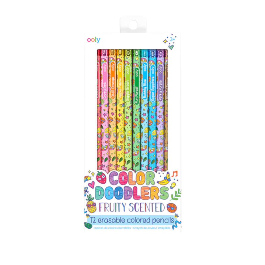 Ooly Color Doodlers Fruity Scented Erasable Color Pencils - Set Of 12