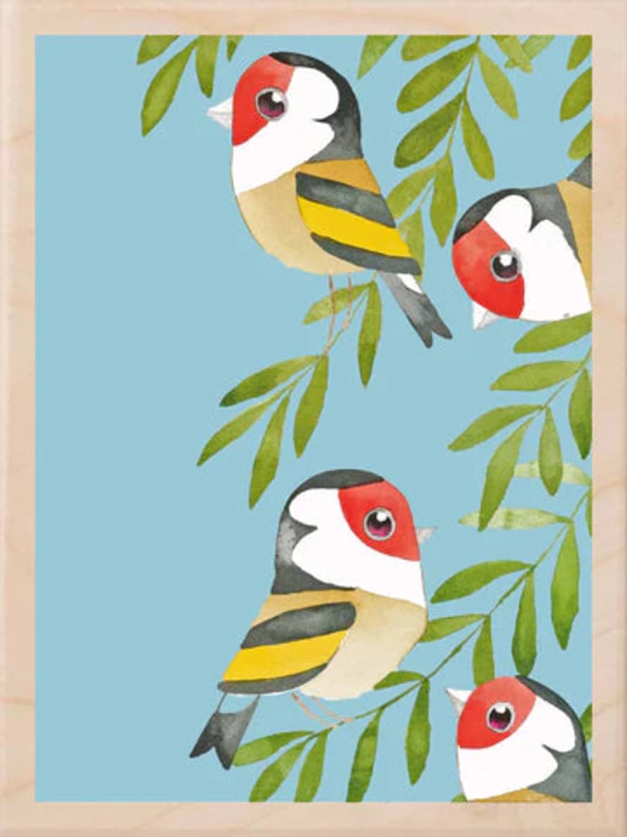 The Wooden Postcard Company Wooden Wall Art Goldfinches