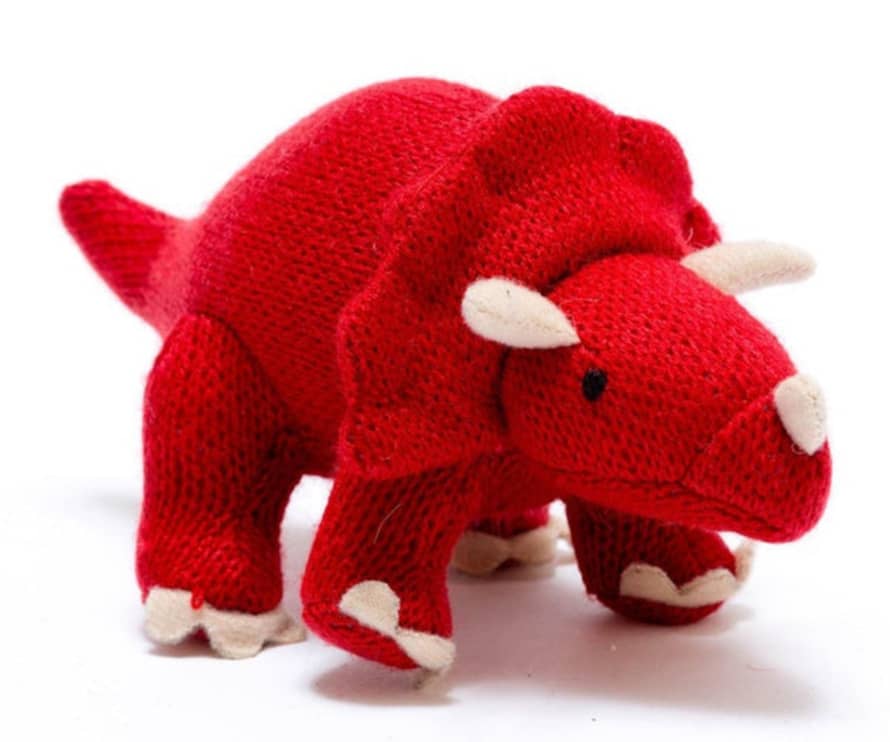 Best Years Triceratops Knitted Rattle Red