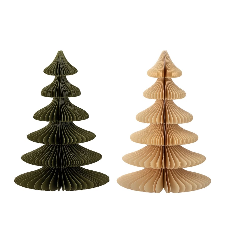 Or & Wonder Collection Decorative Paper Trees Green & Natural Yellow S/2