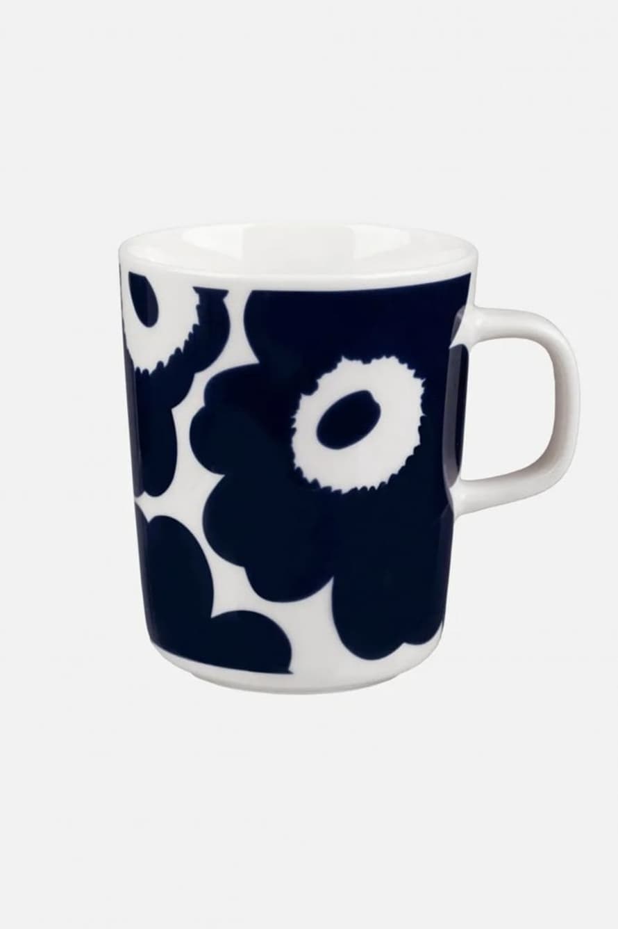 Marimekko Oiva Unikko Mug 2.5dl In White And Dark Blue