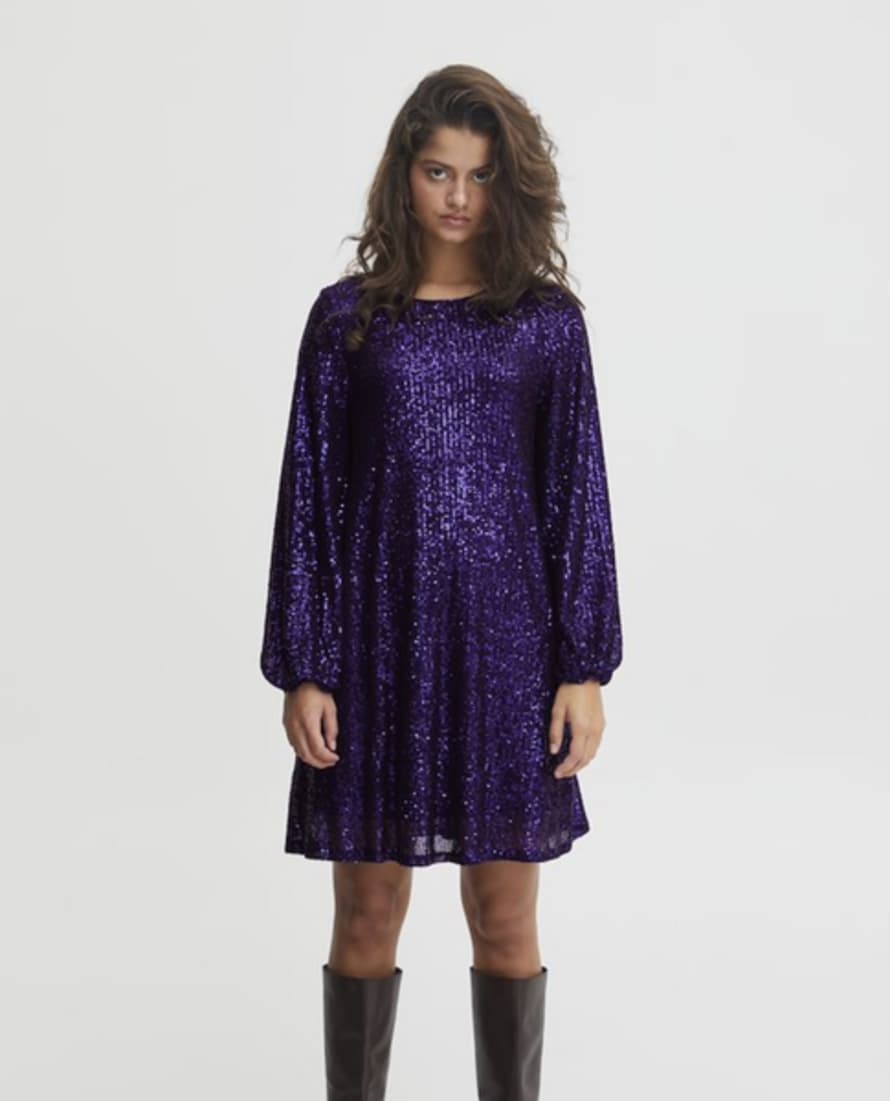 ICHI Fauci Sequin Violet Dress