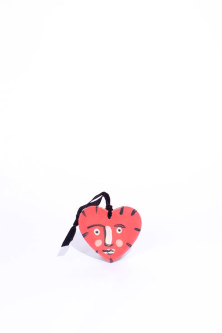 K.S CREATIVE POTTERY Isolation Face Hanging Decoration - Red