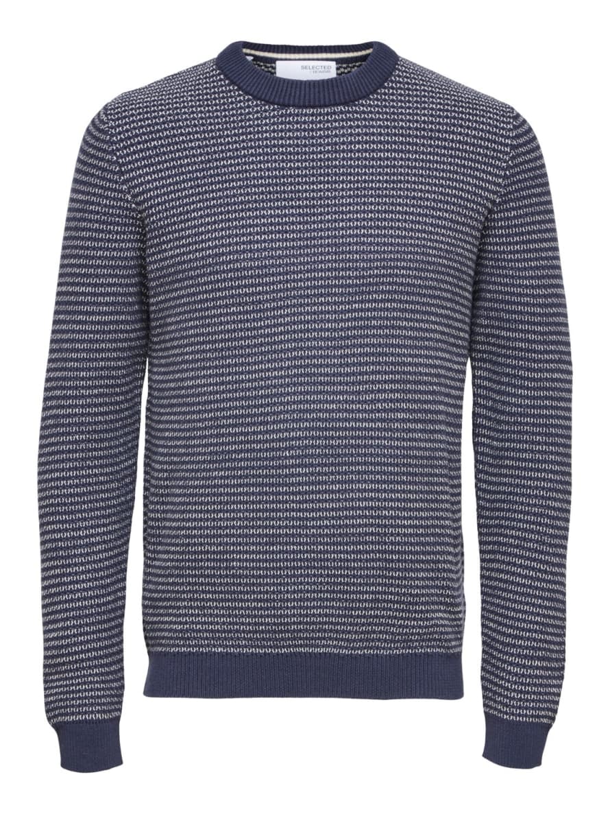 Selected Homme Pull Marine Et Blanc Pour Homme