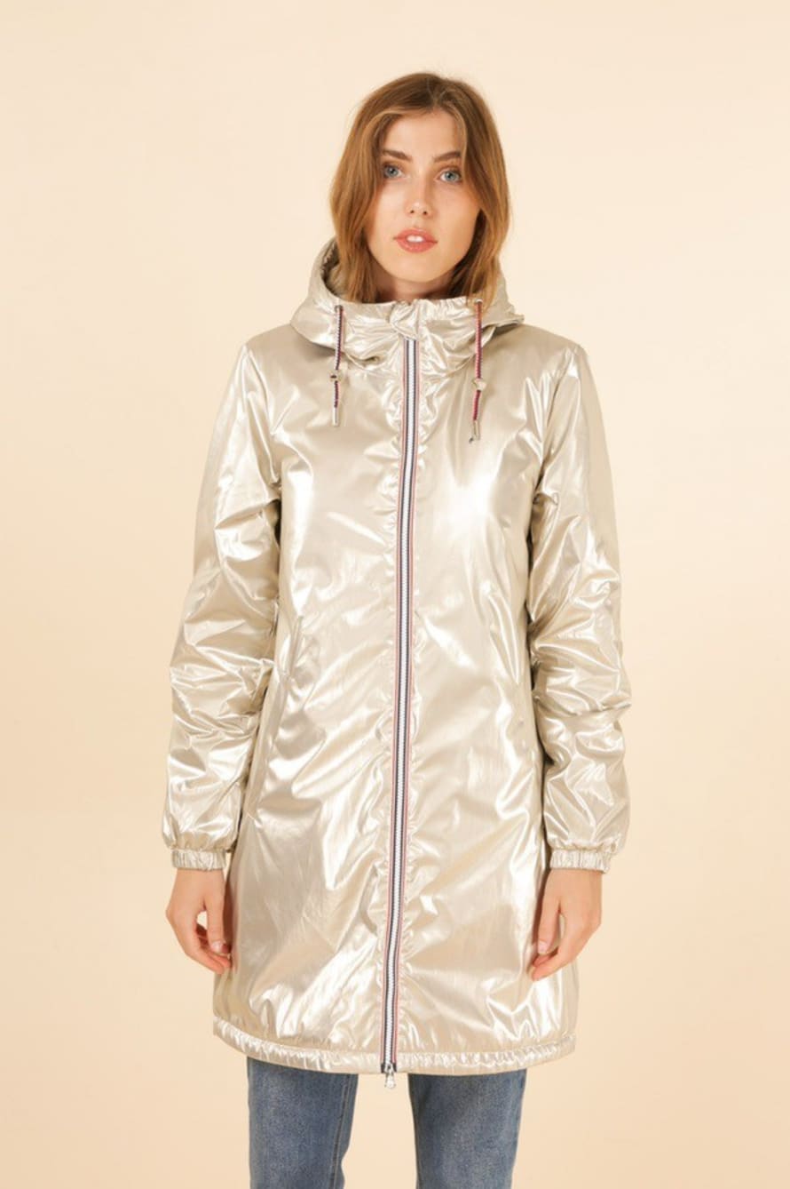 Laura Jo Manteau Imperméable Long Fourré Doré