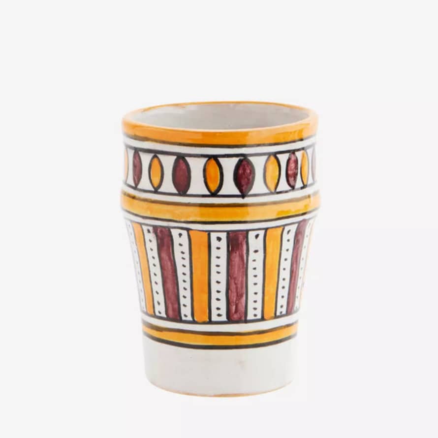 Madam Stoltz Orange and Red Hand Painted Stoneware Cup