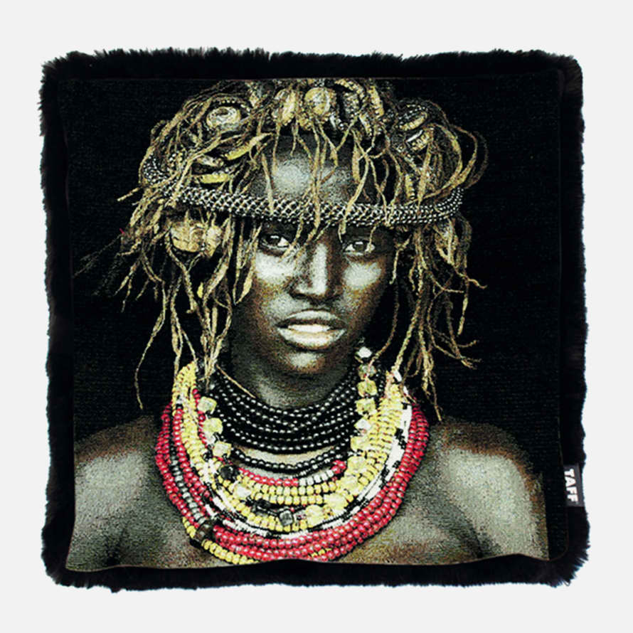Thomas Albrecht  Tapestry Art Cushion Dassenech Girl – Black