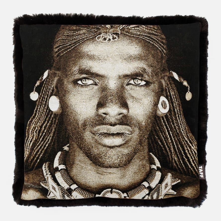 Thomas Albrecht Tapestry Art Cushion Samburu Warrior – Kenya