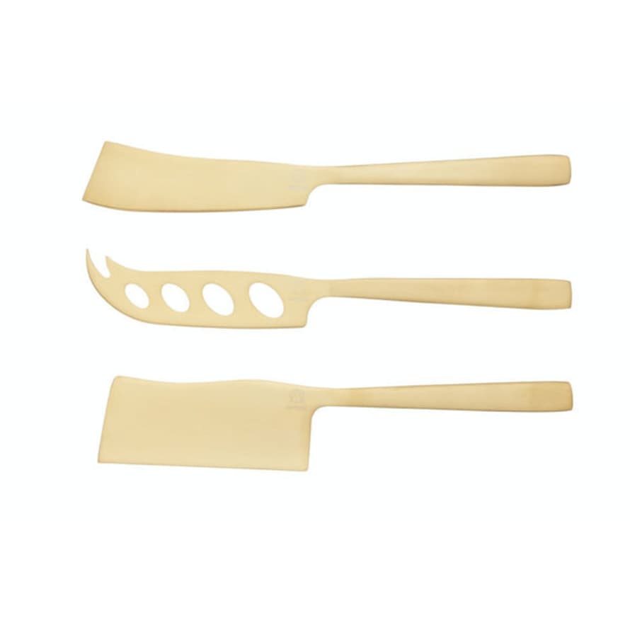 Persora Artesà 3-piece Set Of Brass Coloured Cheese Knives