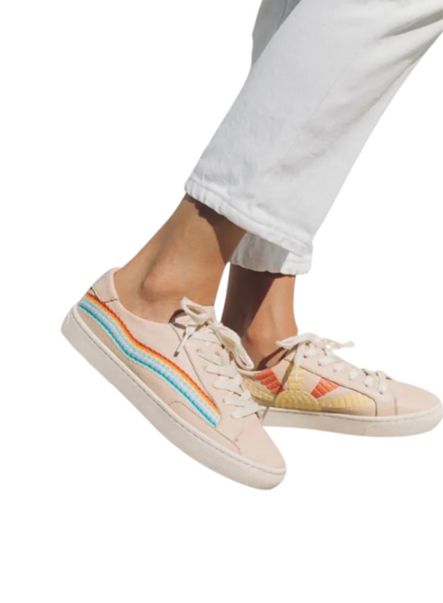 Soludos Rainbow Wave Sneaker In Soft Pink From