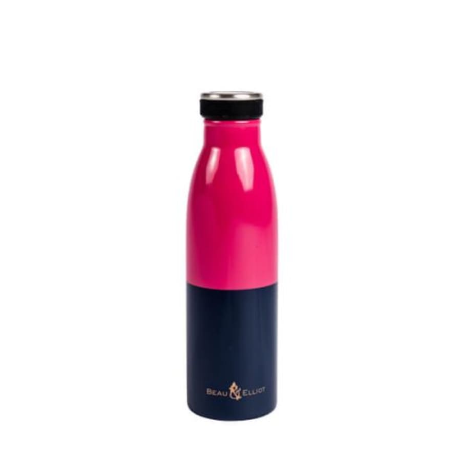 Navigate Beau & Elliot - Colour Block 500ml Stainless Steel Drinks Bottle Pink/navy