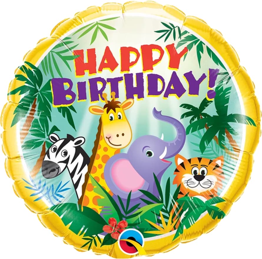 Qualatex Happy Birthday Jungle Friends Foil Balloons