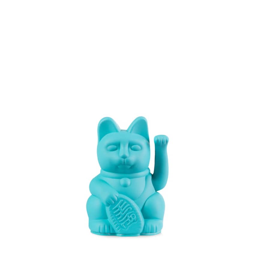 Donkey Products Maneki Neko Turquoise Waving Lucky Cat Ornament