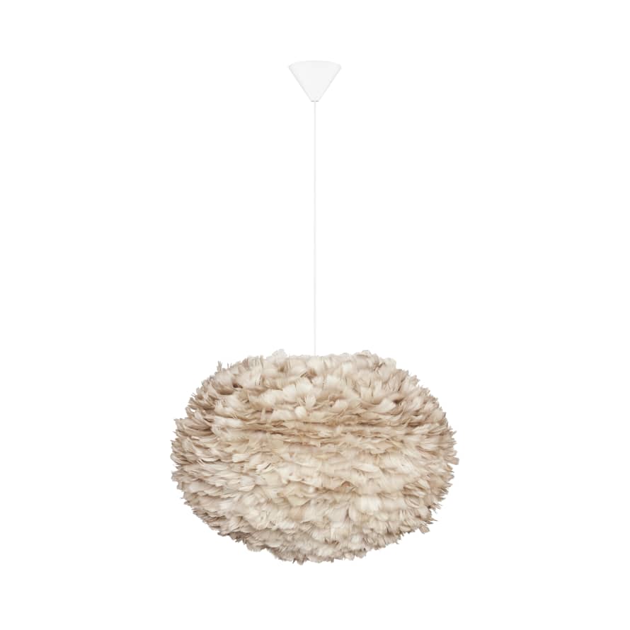 UMAGE Large Light Brown Feather Eos Pendant Shade with White Cord Set