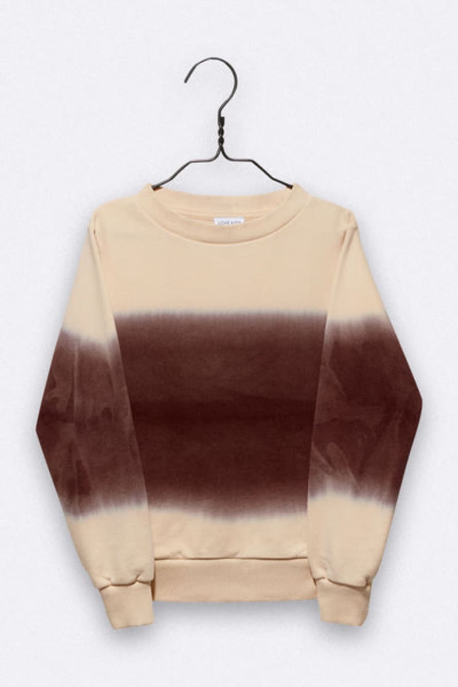 LOVE kidswear Tommy Sweater In Beige And Dark Brown Dip Dye For Kids