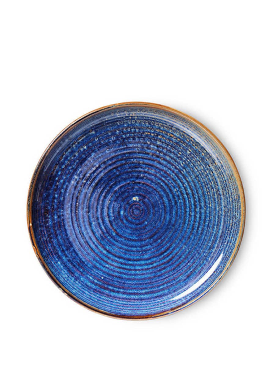 HK Living Chef Ceramics Dinner Plate In Rustic Blue