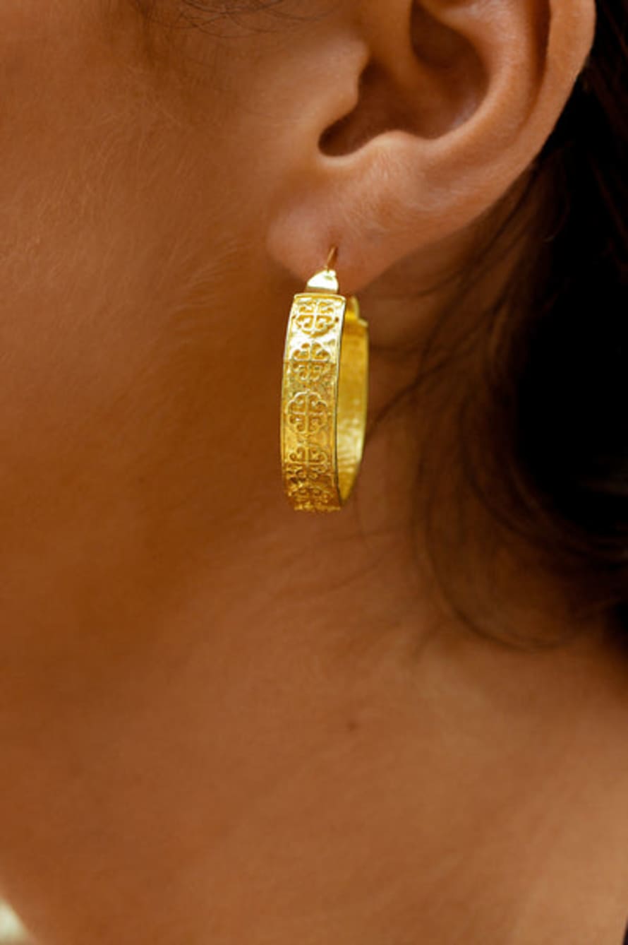 Azuni Eleni Ornate Wide Hoop Earrings