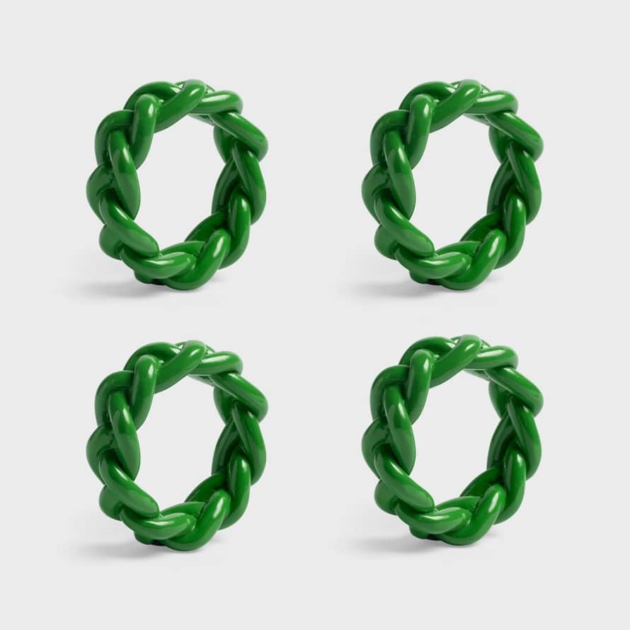 &klevering Napkin ring braid green set of 4