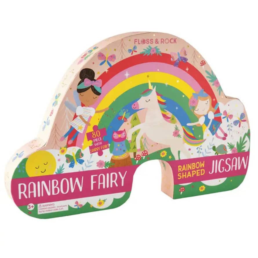 Floss & Rock Rainbow Fairy 80pc "rainbow" Shaped Jigsaw With Shaped Box