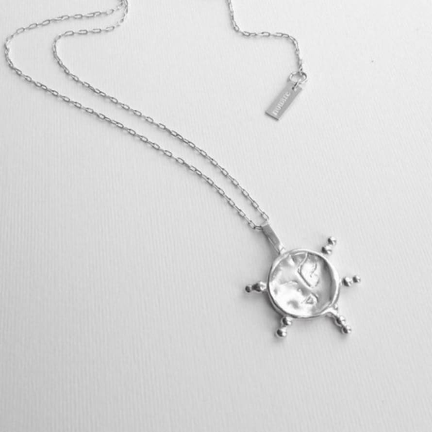 Nouare Recycled Silver Sun Face Necklace