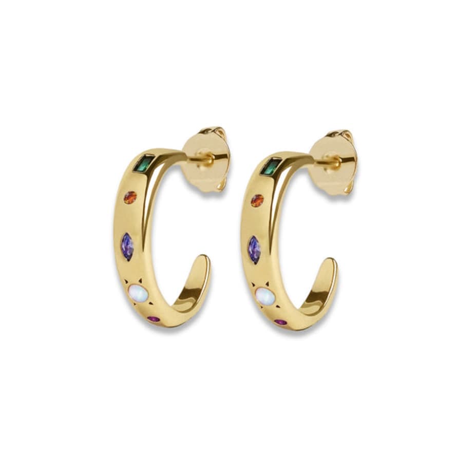 Junk Jewels Gold Kaleidoscope Gemstone Hoop Earrings