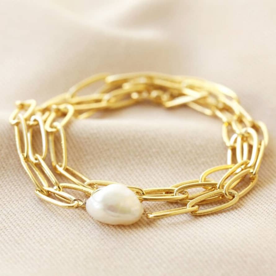 Edit & Oak Gold Plated Chain & Pearl Bracelet