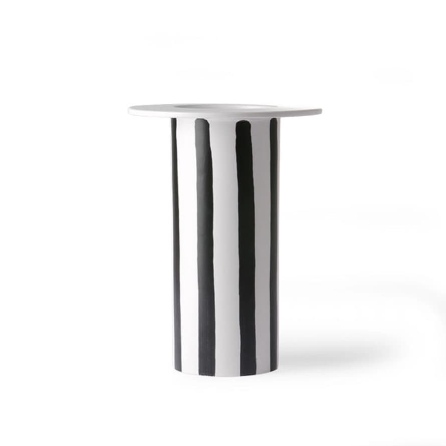 HK Living Ceramic Vase Black & White Striped
