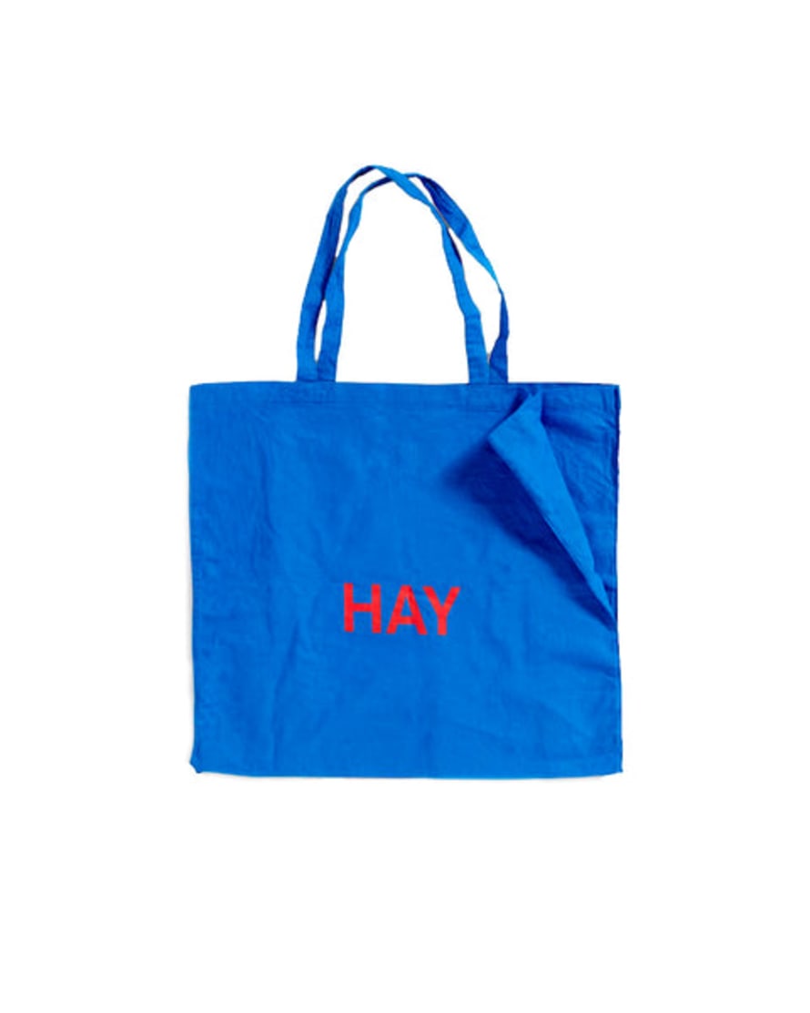 HAY Blue Tote Bag - Red Logo Large