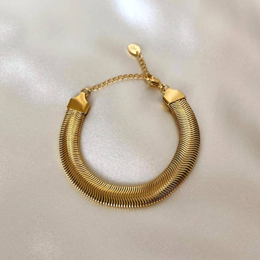 Anisa Sojka Flat Snake Bracelet - Gold