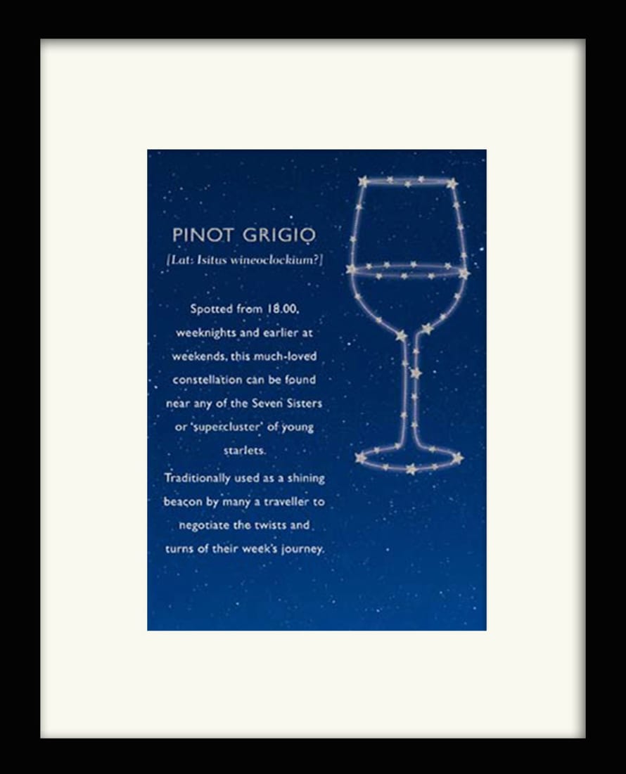 The Pinot Grigio Black Framed Wooden Print