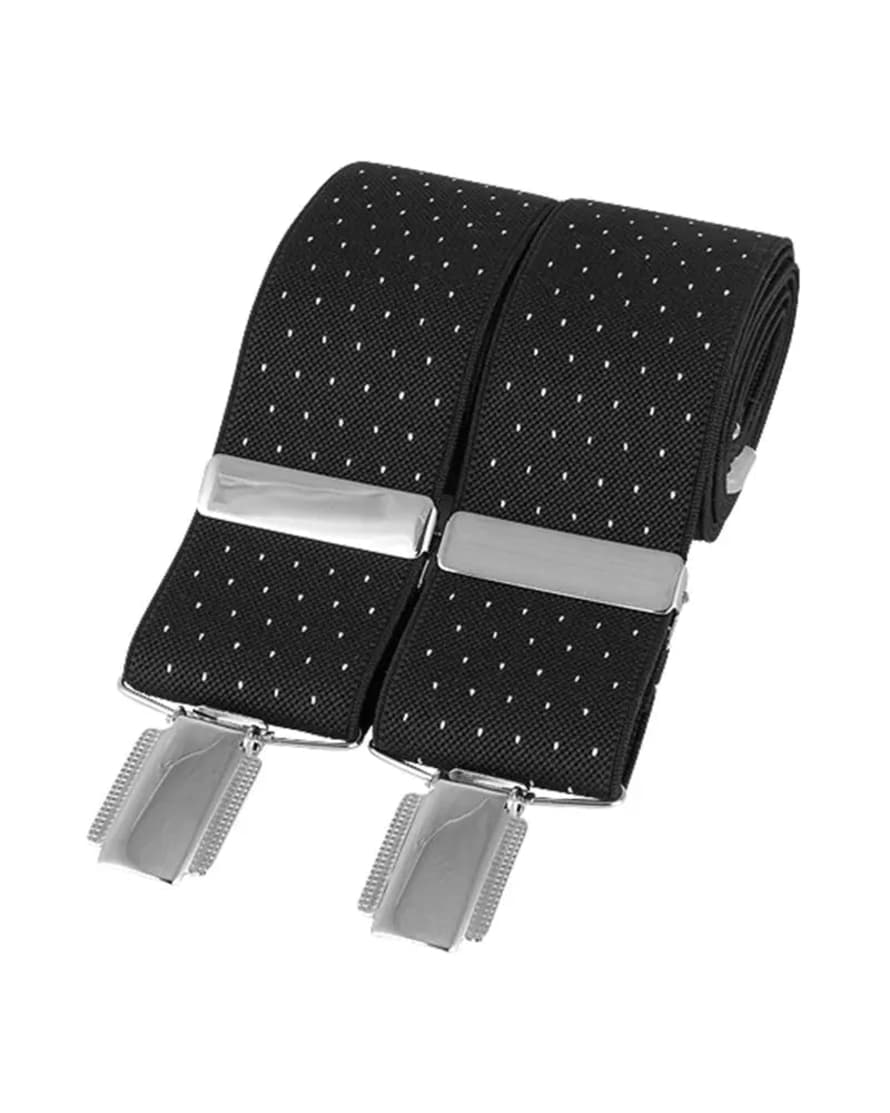 David Aster Pin-dot Clip-on Braces - Black & White