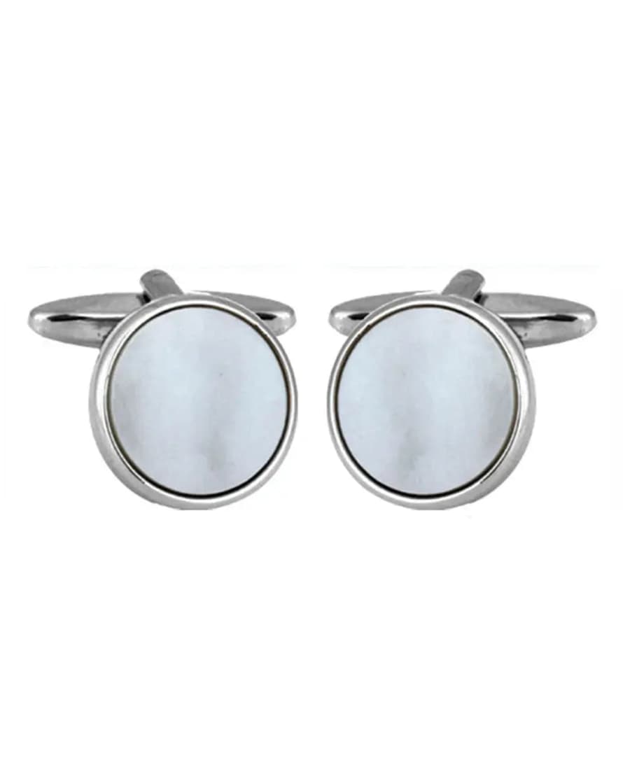 Dalaco Mother Of Pearl Round Cufflinks - Silver