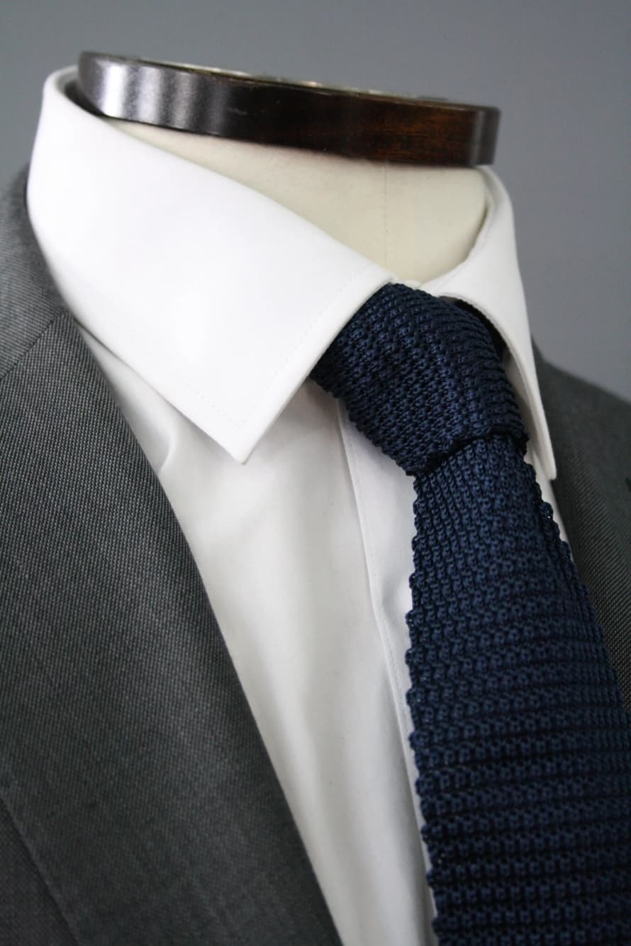 Knightsbridge Neckwear Navy Knitted Silk Tie
