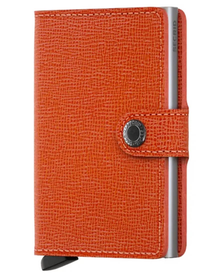 Secrid Mini Leather Wallet - Crisple Orange / Silver